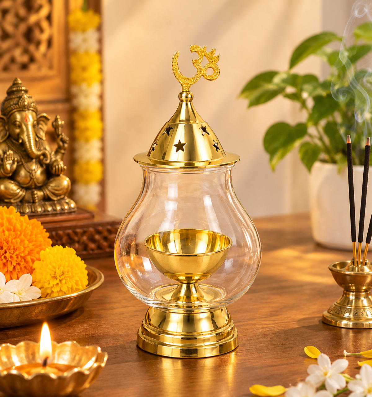 Akhand Diya with Glass Chimney Cover – My Store